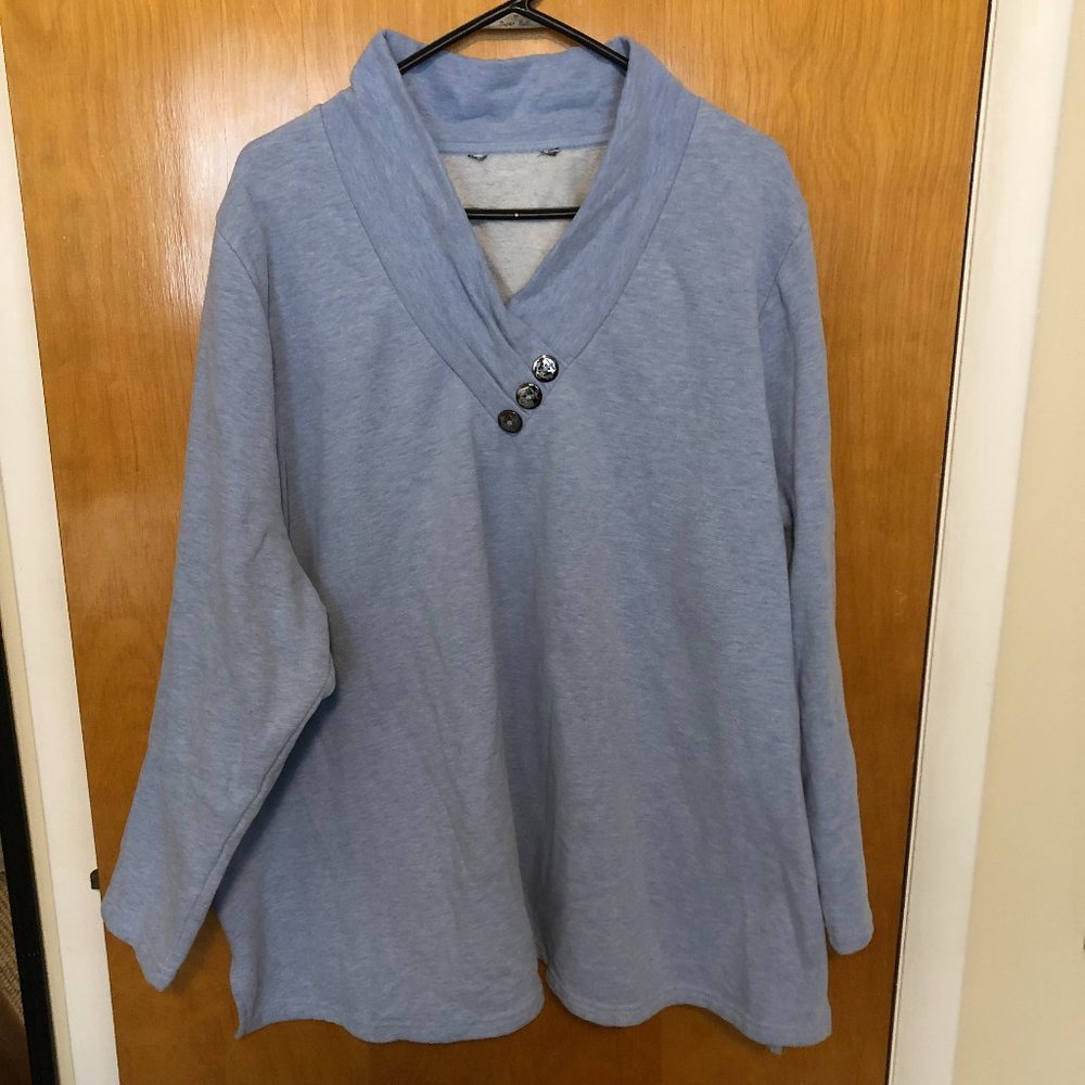 Ulla Popken Draped Collar Swingy Sweatshirt Women's Plus Size 3X-4X